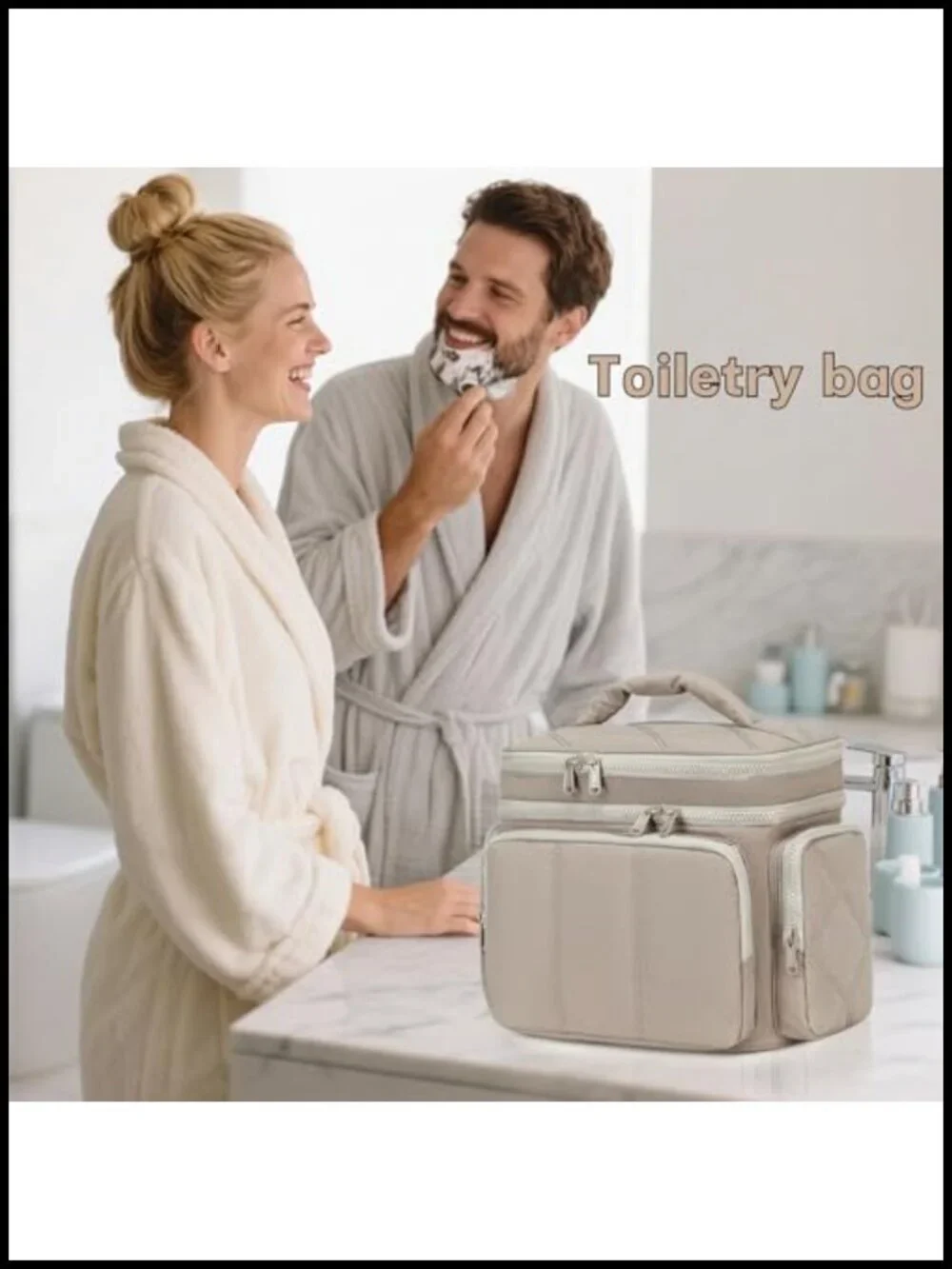 Quilted Travel Toiletry Bag Organizer Double Deck Wide Opening